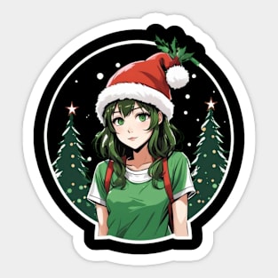 Anime girl in christmas Sticker